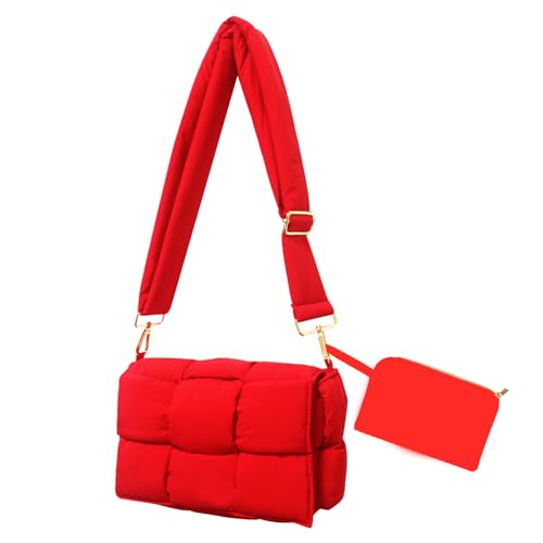 NAARIIAN Puffer Crossbody Bag for Women, Lightweight Puffy Shoulder Bags with Adjustable Strap,Quilted Woven Purse Hobo Bag
