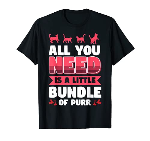 Funny Cat Kitten Cat Purr T-Shirt, Black