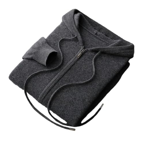 Men's Winter Cardigan 100 Percent Merino Wool Casual Hooded Open Stitch Solid with Pockets Thick Knit