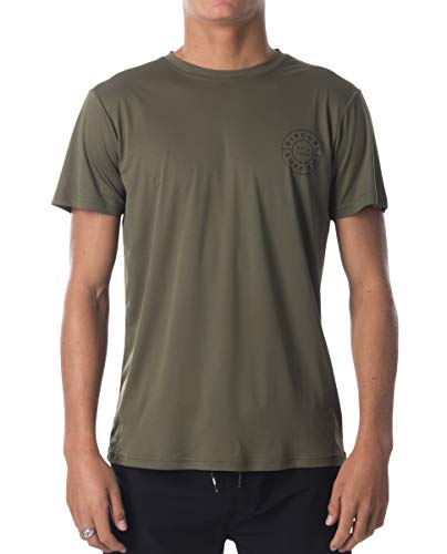 Rip Curl Compass Short Sleeve Rash Guard, Khaki, M