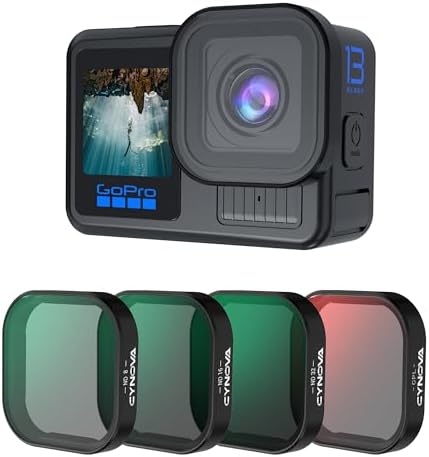 CYNOVA 4-Pack Filter Set For GoPro Hero 13 Black - Includes CPL, ND8, ND16, ND32 Lens Filters, AGC Optical Glass, Aluminum Frame