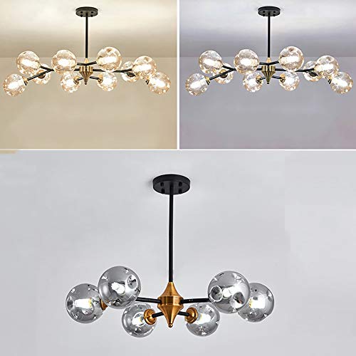 Chandelier Magic Bean E27 en verre gris pour salon chic