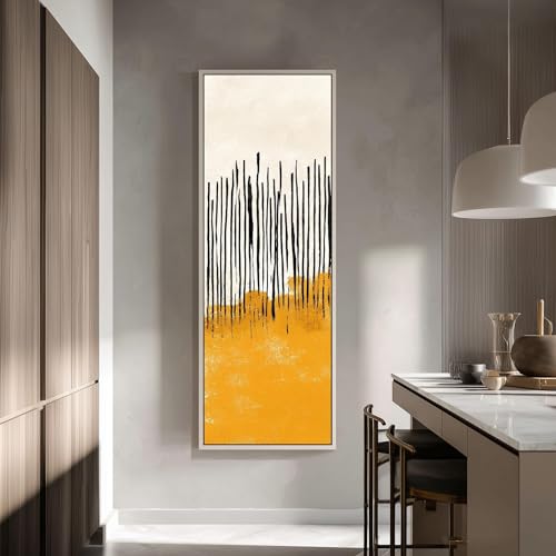 Impression murale géométrique jaune et noire avec cadre intérieur tableau bohème chic - 3