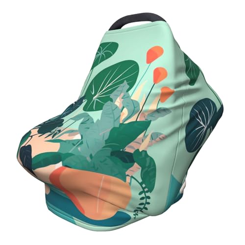 XZDHYZ Indoor cartoon potted green plants Versatile full-print Stroller Chair Cover/Nursing Cover, specially designed for your baby, Black