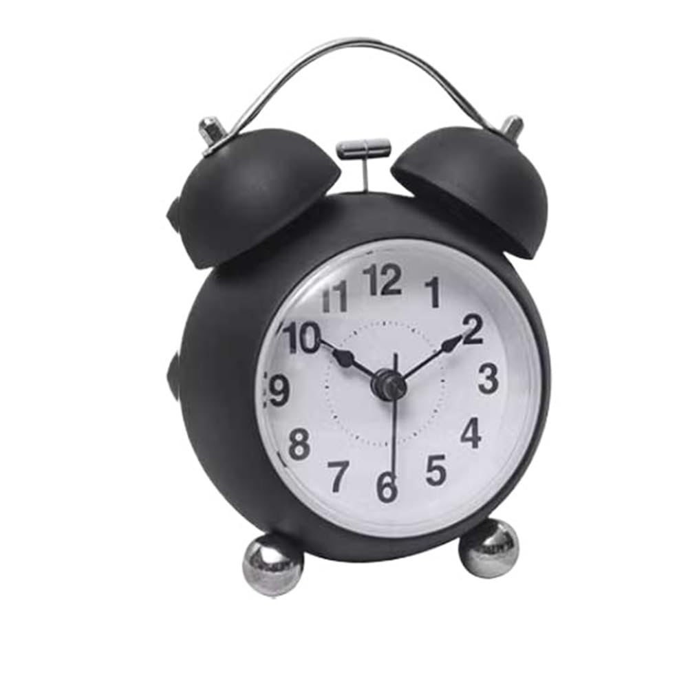 YHxFlux Table clocks Black Round Analog Alarm Clock for Bedroom Living Room Study School Dormitory Desktop Bedside Battery Operated for bedrooms
