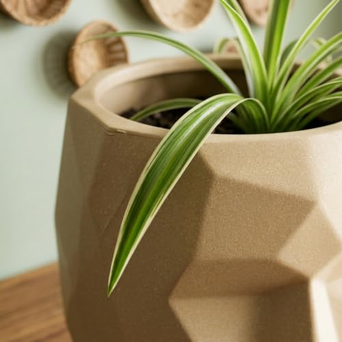 Image of YUCCABE ITALIA Fox B FACE Planter Stylish Planter Pot for Indoor and Outdoor Plants Perfect Planter Pot for Living Room and Home, Beige, 18 Inch