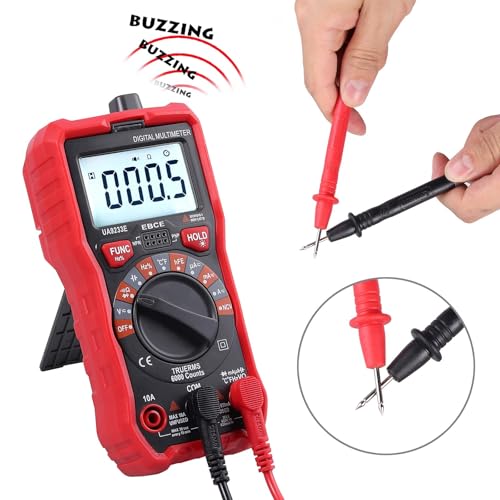CAMWAY Meter Digital Multimeter 6000 Counts True RMS Auto Ranging NCV AC/DC Voltage Current Resistance Temperature Backlight LCD Multi-Tester Probe & Pair of Crocodile Alligator Clip - Thumbnail 6