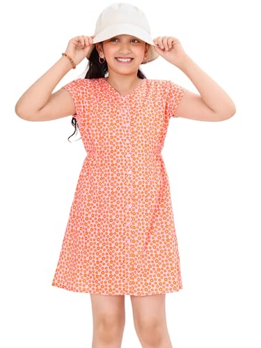 Image of BONKIDS Girl's Cotton Asymmetrical Knee-Length Dresses