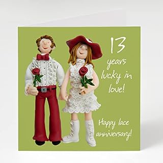 13th (lace) wedding anniversary card by artist Erica Sturla. 150mm square when folded, the card is blank inside for your own message