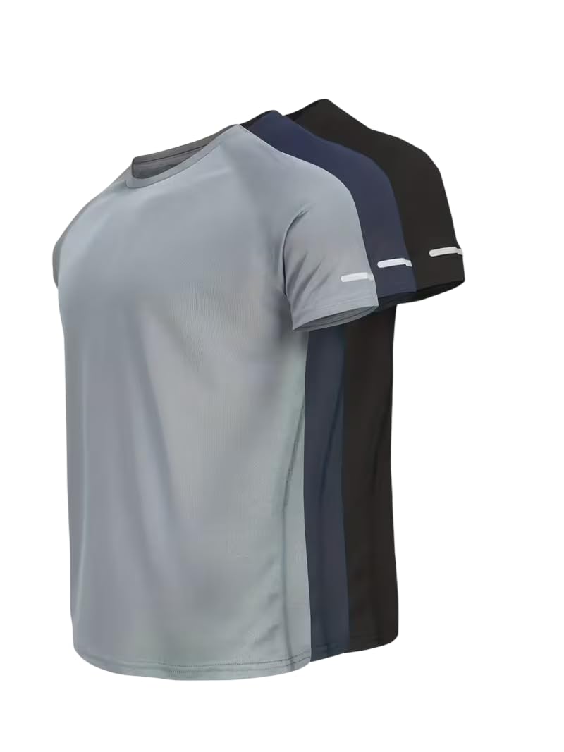 jawdrobe Men’s Dry Fit Sports T-Shirt Pack of 3 | Quick Dry Breathable Gym Running Training T-Shirts | Lightweight Activewear Half Sleeve Tee for Workout and Yoga-picture-19