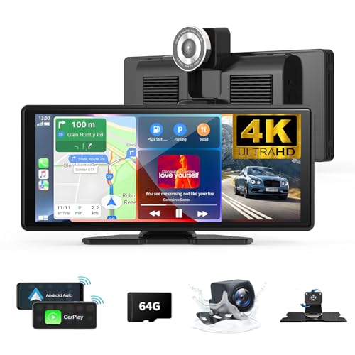 Wireless Carplay Screen for Car 10.26" 4K 360 Rotation Dash Cam C...