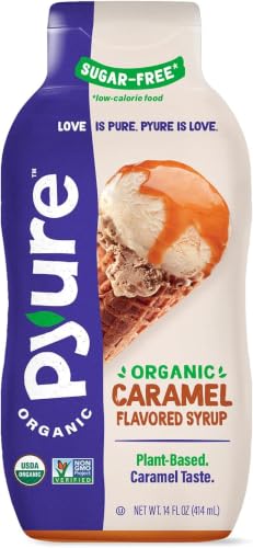 Pyure Organic Caramel Dessert Syrup | Sugar-Free Caramel Topping for Keto Ice Cream, Pancakes,Low Carb Sweets | 1g Net Carb,Gluten-Free,Vegan,Non-GMO,Plant-Based,Diabetic Friendly | 14 oz (Pack of 5)