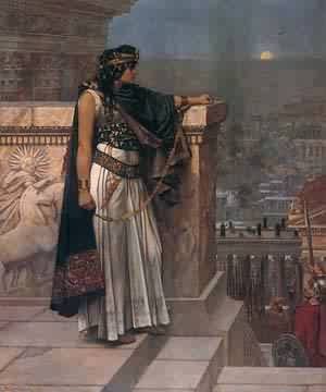 Peinture à l'huile Herbert Schmalz Queen Zenobias Last Look Upon Palmyra 12x16