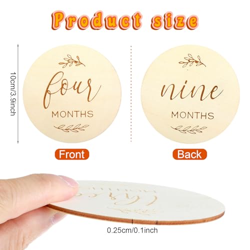 Image of Grevosea 7 Pcs Baby Milestone Cards, Double Sided Wooden Baby Months Signs Welcome Home or Hello World Sign Cards Baby Shower Gifts for New Parents 0-12 Months Newborn Growth Recording