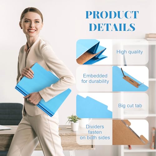 Skyygemm 72 Pcs Classification Folders Letter Size, 1 Divider Pressboard File Folder with Fasteners, Expanding File Organizer Bulk for Documents, Projects, Reports, School Teacher, Office (Blue) by Skyygemm - Image 3