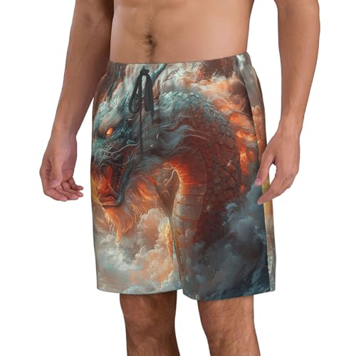 Men's Swim Trunks Beach Board Shorts Swimwear Bathing Suits - Asian Dragon Art2