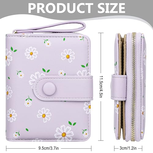 Image of Farcauo Womens Wallet Cute Small Wallets for Women Purple Women's Wallet Kawaii Flower Card Wallets for Women Ladies