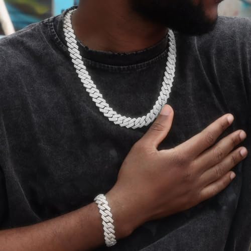 Gold Silver Cuban Link Chain and Bracelet for Men and Women - Diamond Necklace Iced Out Miami Cuban Hip Hop Jewelry2
