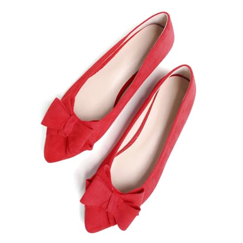 Image of TN TANGNEST Women's Flats Comfortable Dressy Slip On | Pointed Toe Bow Ballet Shoes, Business Casual Office Flats, Suede Flat Shoes