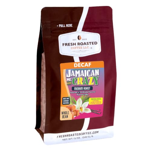 Fresh Roasted Coffee, Decaf Jamaican Me Crazy Flavored Drip Ground Coffee, Medium Roast, Kosher, 12 oz