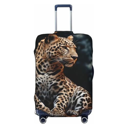 Travel Luggage Cover A leopard sits Spandex Suitcase Protector Washable Baggage Covers Fashion Elastic Scratch-Resistant Luggage Cover Protector Fits 18-32 Inch Luggage