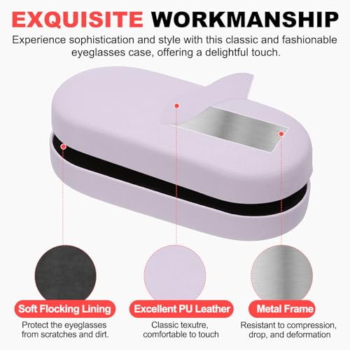 Image of PATIKIL Hard Shell Eyeglasses Case, PU Leather Large Glasses Case Litchi Grain Protective Sunglasses Organizer for Women Men