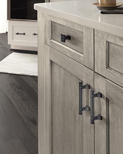 Image of Amerock | Cabinet Pull | Matte Black | 3 inch (76 mm) Center to Center | Davenport | 1 Pack | Drawer Pull | Drawer Handle | Cabinet Hardware