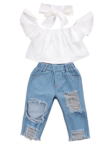 Toddler Baby Girls Clothes Little Big Sister T-Shirt Romper Pant Outfit Set White (White, 1-2 Years)