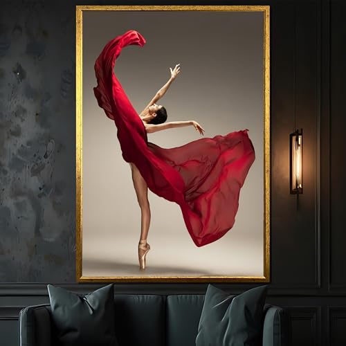 Tableau ballerine robe rouge en toile XINBAO 21x30 cm décor danse