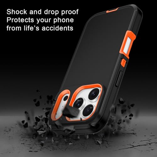 I-HONVA for iPhone 17 Pro Max Case Shockproof Dust/Drop Proof 3-Layer Full Body Protection [Without Screen Protector] Rugged Heavy Duty Cover Case for Apple iPhone 17 Pro Max 6.9" 2025,Black/Orange by I-HONVA - Image 3
