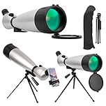 Fetch Falcon 33-100X100 FMC HD Spotting Scope(Third Generation Zoom Angled Eyepiece, Waterproof Long Range Spotting) with Metal Tripod and Carry Bag (33-100X100 with Phone Adapter)
