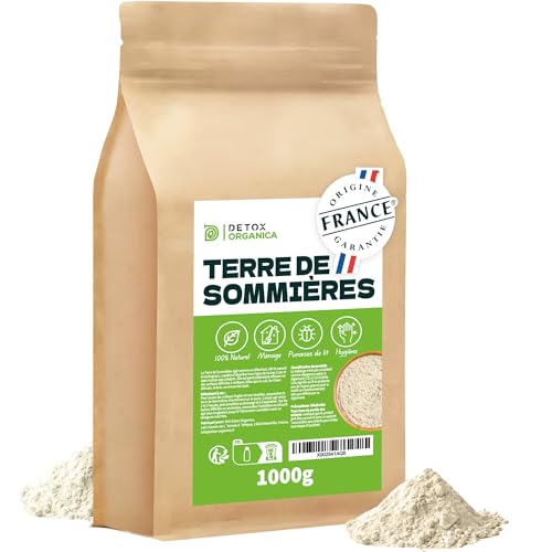 Detox Organica - Terre de Sommieres en Poudre 1kg - Origine France - Terre de Sommieres anti Punaise de Lit - Détachant Naturel Élimine Taches et Odeurs -...