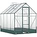 Produktbild Outsunny Gewächshaus für den Garten, vielseitig nutzbar als Treibhaus, Tomatenhaus, Frühbeet und Pflanzenhaus, 4 mm PC Sonnenschutzplatte, Aluminium, Transparent+Grün, 250x190x219 cm