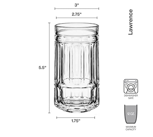 Mikasa Lawrence Highball Tumbler Cups, Set Of 4, Clear #TOP2