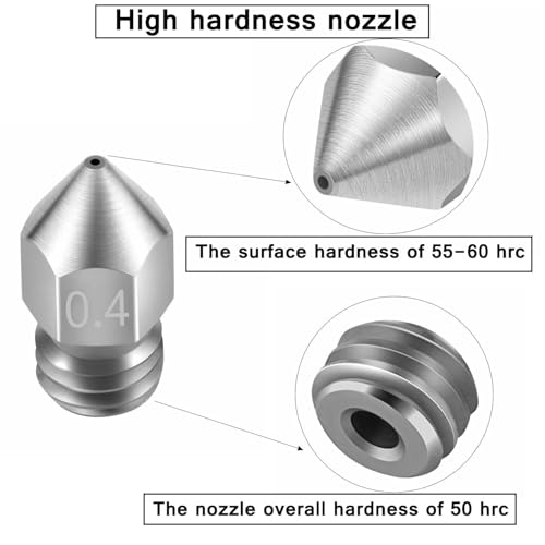 Image of Serplex 32PCS 3D Printer Nozzle MK8 Nozzle 3D Printer Extruder Nozzle High Temperature Pointed Wear Resistant Nozzle for Makerbot Creality CR-10 5 Different Size 0.2 mm, 0.4 mm, 0.5mm, 0.6 mm, 0.8 mm
