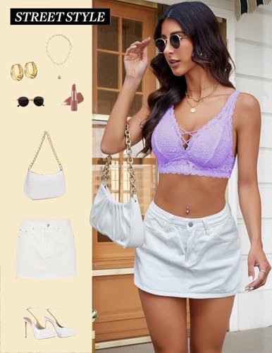 Image of Avidlove Lace Bralette for Women Sexy Unpadded and Unlined Wireless Bra V Neck Criss Cross Everyday Lingerie Bralettes