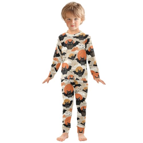 Pajama Sets Long Sleeve Flying Bats Among Clouds Soft Comfy Sleepwear 2 Piece PJS 3-8T2