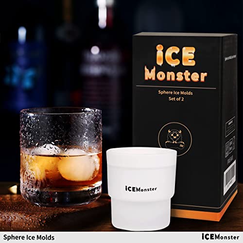 Ice Ball Maker Ice Sphere Molds Whiskey Ice Ball Mold Sphere Ice Mold Round Ice Cube Mold Cocktail Ice Cube Mold For Bourbon Ice Molds Big Ice Cube Stackable Easy Release Ice Cube By Ice Monster #TOP7