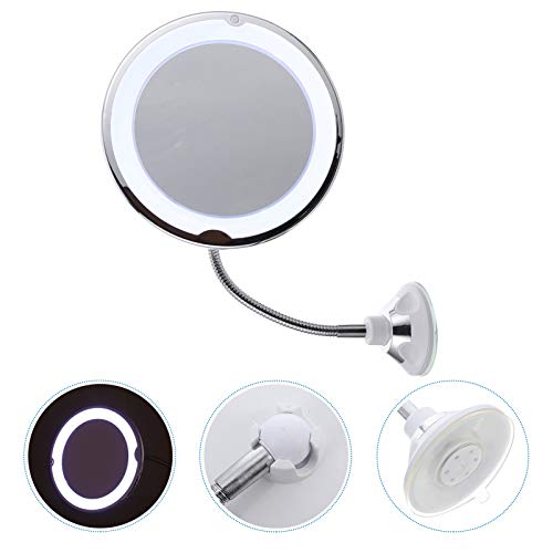 Lurrose Rotação de 360 ??Graus Espelho de Maquiagem Com Luz LED Flexível 10X Espelho de Aumento de M