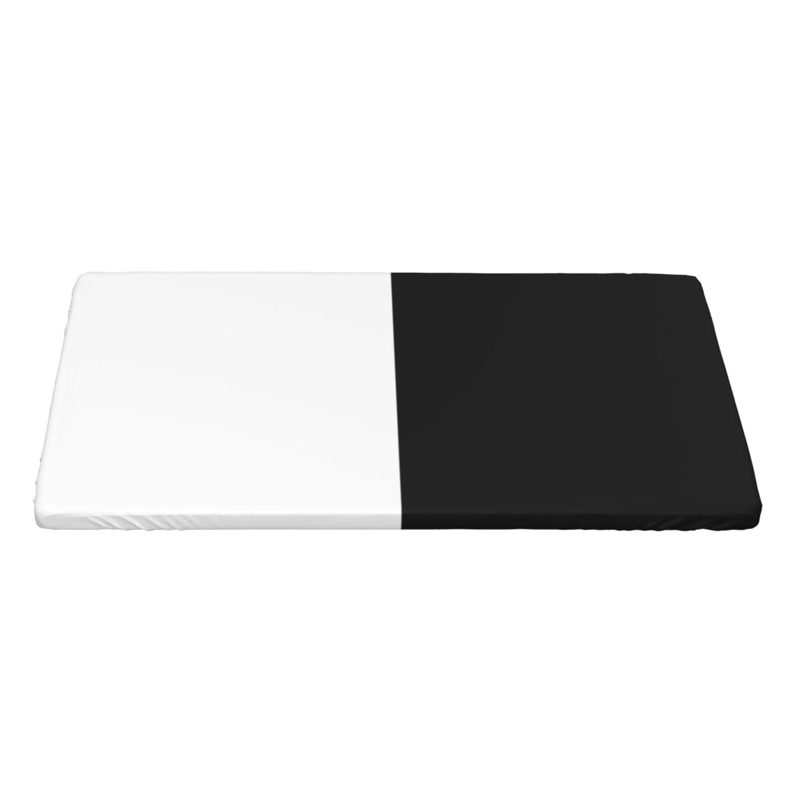 Half White Half Black Premium 4ft Square Elastic Edged Table Cover Easy-Care Oil-Repellent