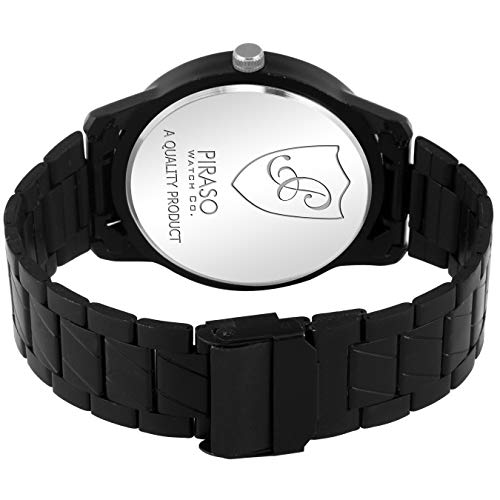 Image of PIRASO Times Analogue Black Smiley Watch in Matte Chain for Men's & Boy's (54-BK-CK-M)