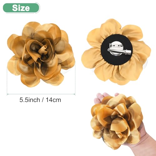 Image of M METERXITY Large Women's Brooches Lapel Pin, Lapel Pins Dainty Satin Fabric Big Camellia Flower Hair Clip Dancer Pin Up for Hats /Parties /Clothes