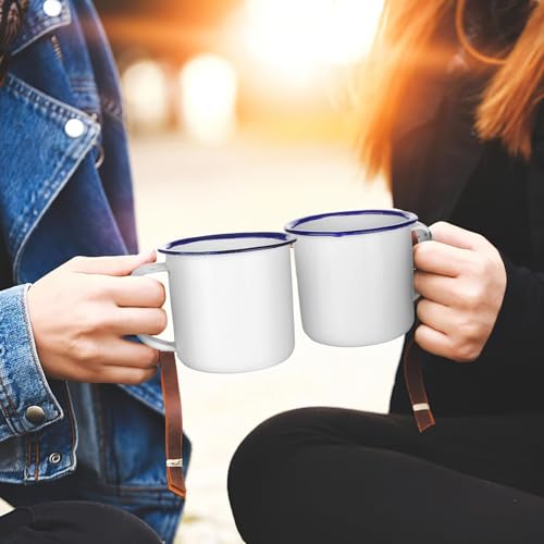 16 Pcs 4 oz Enamel Camping Coffee Mugs Mini Metal Mug with Handle Small White Enamel Mug Vintage Round Tea Cup Portable Drinking Cups for Outdoor Indoor Picnic Travel Camping Holiday Gifts - Thumbnail 2