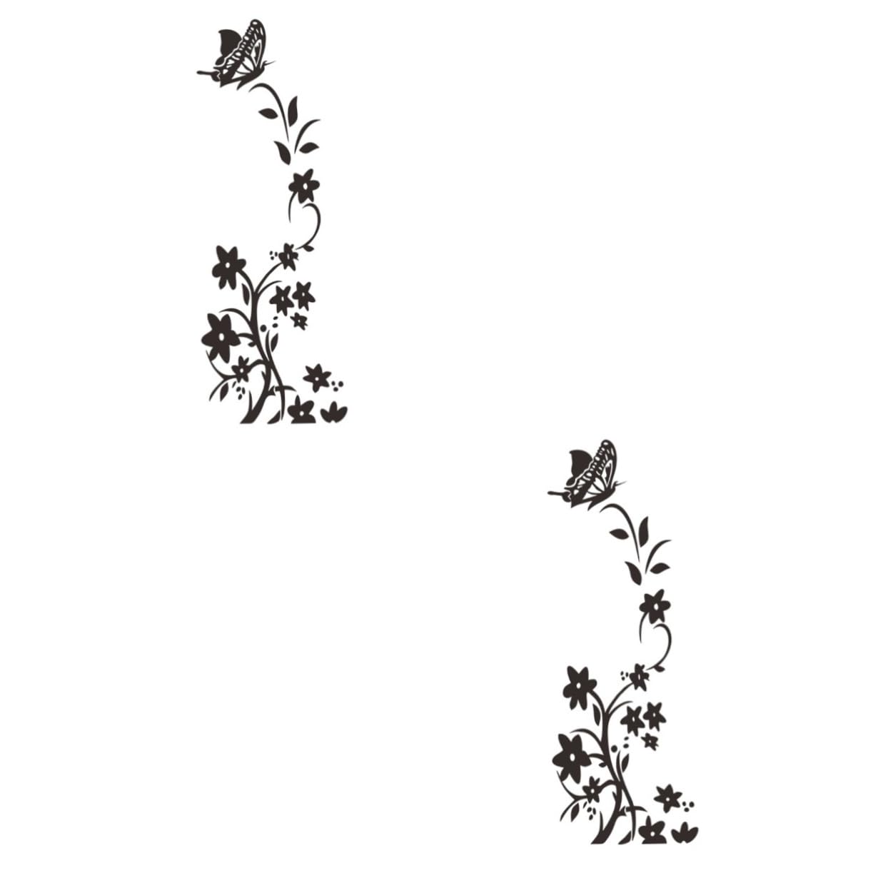 Sticker fleur pour réfrigérateur et décoration murale salon motif noir moderne