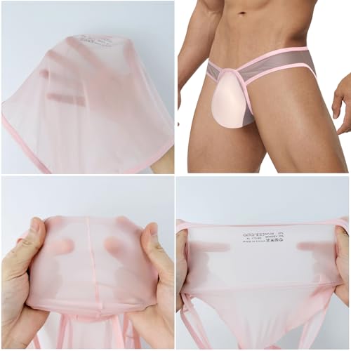 Men's Sexy See Through Underwear Low Rise Bugle Pouch Bikini Briefs3