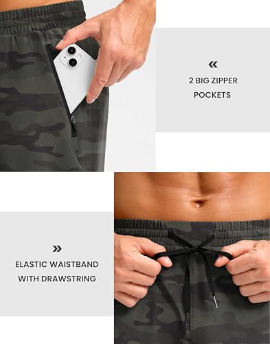 Image of Pudolla Men's Running Gym Shorts with Zipper Pockets 5 inch /7 inch / Lightweight Quick Dry Running Workout Athletic Short