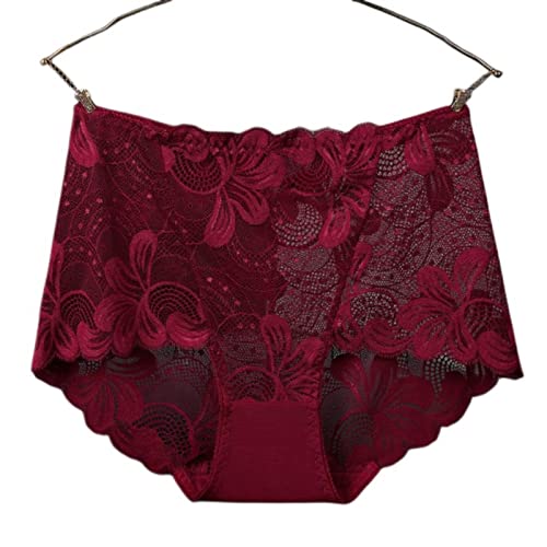 Culotte femme en dentelle douce taille haute bordeaux pour le quotidien