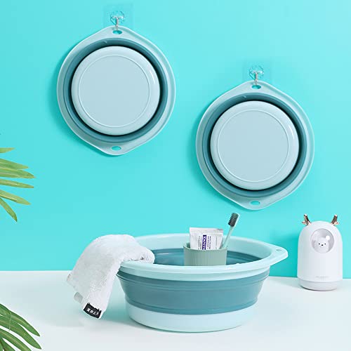 ASFINS spülschüssel, spülschüssel faltbar, multifunktionale, mittelgroße, Faltbare, runde Spülschüssel, tragbare, platzsparende, Faltbare Schüssel zum Waschen von Gemüse, Geschirr, Unterwäsche (Blau)