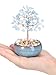 GEHECRST Aquamarine Crystal Tree Natural Healing Crystals Gemstone with Ceramic Base Handmade Stone Feng Shui Bonsai Money Tree for Wealth Good Luck Home Office Decor Crystal Gifts