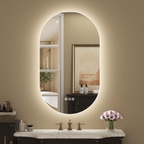 Image of 20x36 Inch Oval Backlit LED Bathroom Mirror
